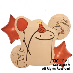 SET DE GLOBOS METALIZADO FLORK MEME 5 UNIDADES X 1